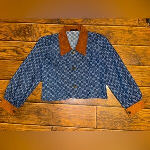 Forever 21 Women’s Size Large‎ Denim Cropped Jacket w/ corduroy Trim